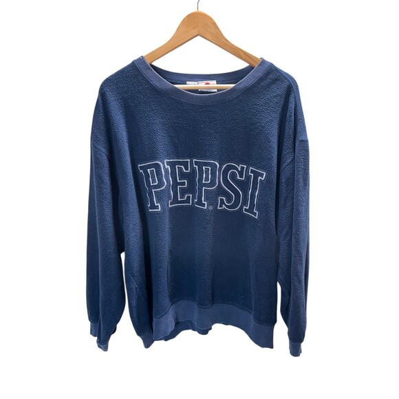 Vintage Pepsi Sweatshirt 1X Women’s Navy Long Sleeve Embroidered Lettering - Picture 1 of 5